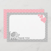 Gingham Elephant Pink Baby Bedankt (Voorkant / Achterkant)