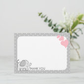 Gingham Elephant Pink Baby Bedankt (Staand voorkant)