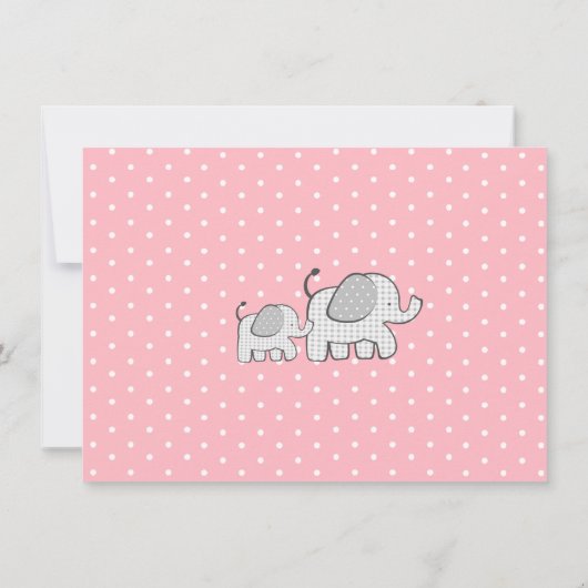 Gingham Elephant Pink Baby Bedankt (Achterkant)