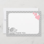 Gingham Elephant Pink Baby Bedankt (Voorkant)