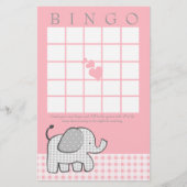 Gingham Elephant Pink Bingo Kaart (Voorkant)