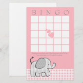 Gingham Elephant Pink Bingo Kaart (Voorkant / Achterkant)