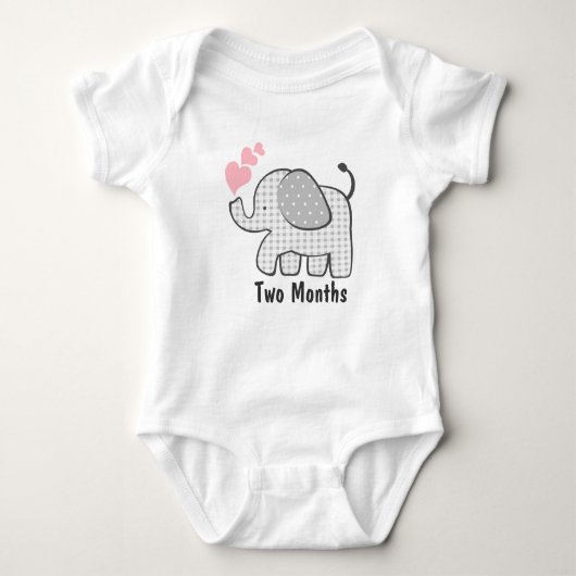 Gingham Elephant twee maanden Romper (Voorkant)