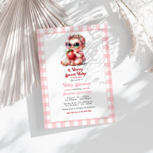 Gingham en Aardbei Zoete Baby Shower