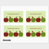 Gingham en appels rechthoekige sticker (Vel)