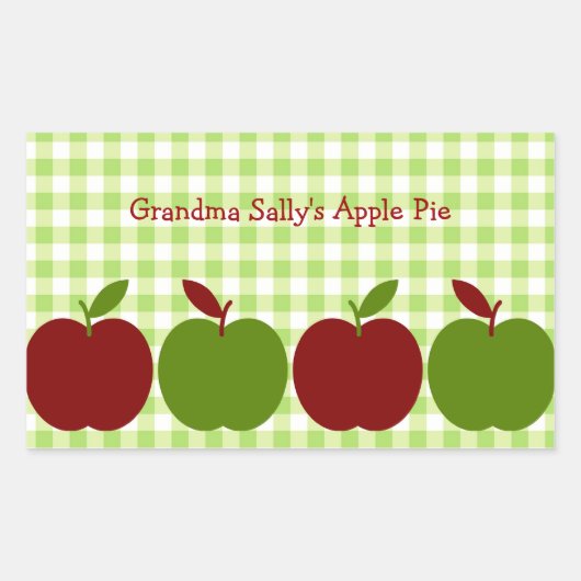Gingham en appels rechthoekige sticker (Voorkant)