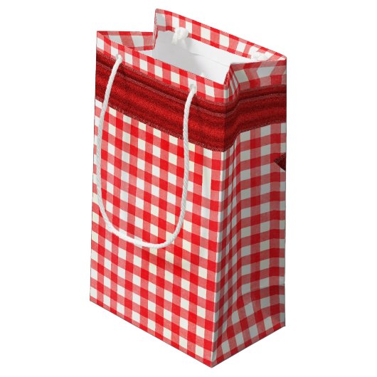 Gingham en Bow Klein Cadeauzakje (Achterkant Gekanteld)