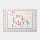 Gingham en Bunny oren gelukkig Pasen gepersonalise Deurmat (Voorkant)