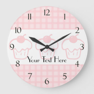 Gingham en Cupcake-klok met cijfers Grote Klok