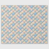 Gingham en Print Kathedraalraam Quilt Ontwerp Cadeaupapier (Vlak)