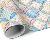 Gingham en Print Kathedraalraam Quilt Ontwerp Cadeaupapier (Rol Hoek)