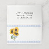 Gingham en Zonnebloemen Trouwgevouwen Place Card Plaatskaartje (Buitenkant ongevouwen)