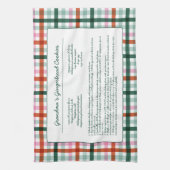 Gingham familie recept aandenken theedoek (Verticaal)