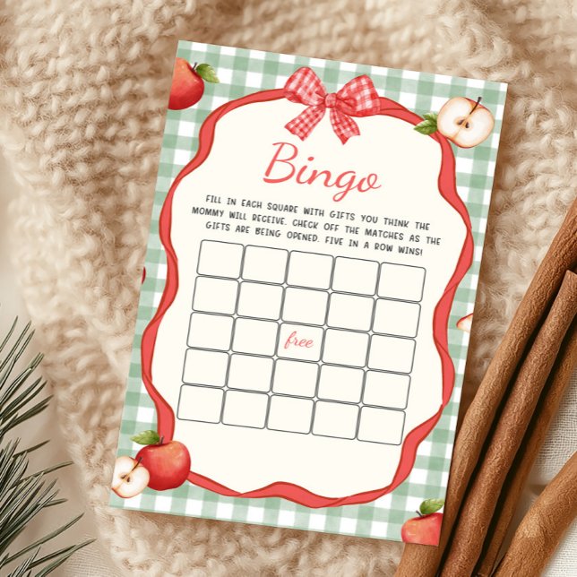 Gingham Favoriete Baby Shower Bingo Spel (Apple of Our Eye Baby Shower Bingo Game)