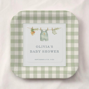 Gingham Feestelijke Baby Shower Feest Papieren Bordje