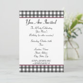 gingham feestelijke uitnodiging (Staand voorkant)