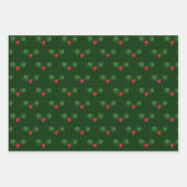 Gingham Feliz Navidad Holly Berries Inpakpapier Vel (Voorkant)