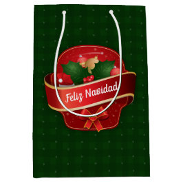 Gingham Feliz Navidad Medium Cadeauzakje