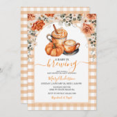 Gingham Floral A Baby brouwt pompoenkruid Kaart (Voorkant / Achterkant)