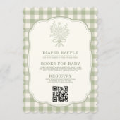 Gingham Floral Bow All in One Baby Shower Kaart (Achterkant)