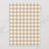 Gingham Floral Bow Beige Ivory Bridal Shower Kaart (Achterkant)