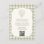 Gingham Floral Bow QR Code All in One Baby Shower Kaart (Achterkant)