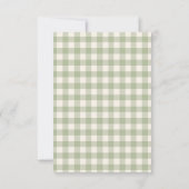 Gingham Floral Bow Sage Green Bridal Shower Kaart (Achterkant)