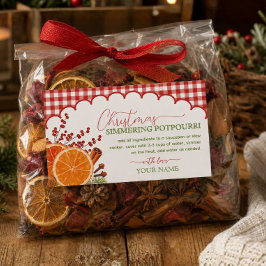 Gingham-fornuis Kerst-simmerende potpourri Rechthoekige Sticker