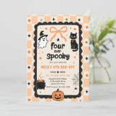 Gingham Four Ever Griezelen Verjaardag Halloween Kaart (Staand voorkant)