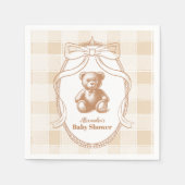Gingham Franse teddybeer baby shower Servet (Voorkant)