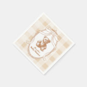 Gingham Franse teddybeer baby shower Servet (Hoek)