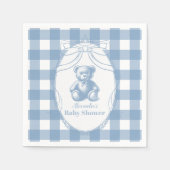 Gingham Franse Teddydbeer Baby Shower Servet (Voorkant)