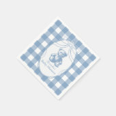 Gingham Franse Teddydbeer Baby Shower Servet (Hoek)
