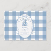 Gingham Franse Teddydbeer Luier Raffle Informatiekaartje (Voorkant)