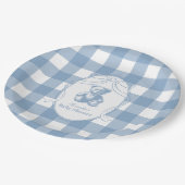 Gingham French Teddy Bear-Baby shower Papieren Bordje (Gekanteld)