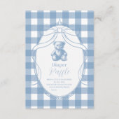 Gingham French Teddy Bear Diapper Raffle Informatiekaartje (Voorkant)