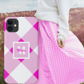 Gingham - Fuchsia Pink en Pastel Pink Phone Case