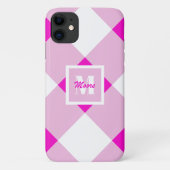 Gingham - Fuchsia Pink en Pastel Pink Phone Case (Achterkant)