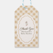 Gingham Gans Baby Shower Bedankkaartje Cadeaulabel (Achterkant)