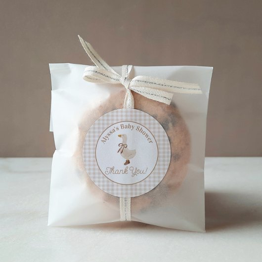Gingham Gans Babyshower Stickers in Beige