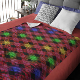 Gingham Gecontkered Multicolored Vleece Blanket Fleece Deken