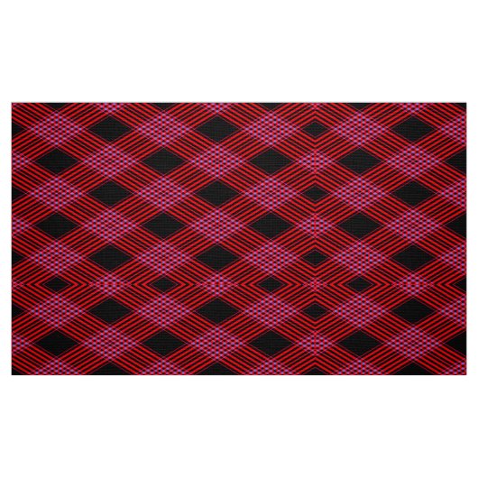 Gingham Gecontkered Red- en Black Pattern Fabric Stof (Fat Quarter)