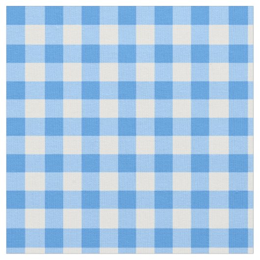 Gingham Gecontroleerd Patroon | Blauw en wit Stof (Close Up)