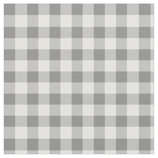 Gingham Gecontroleerd Patroon | Grijs en wit Stof (Close Up)