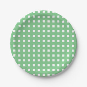 Gingham Gecontroleerde Stem Green Paper-Borden Papieren Bordje