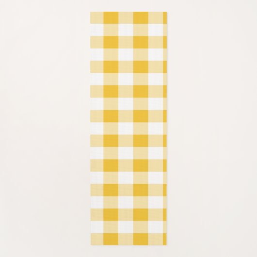 Gingham geel en wit patroon yogamat (Voorkant)