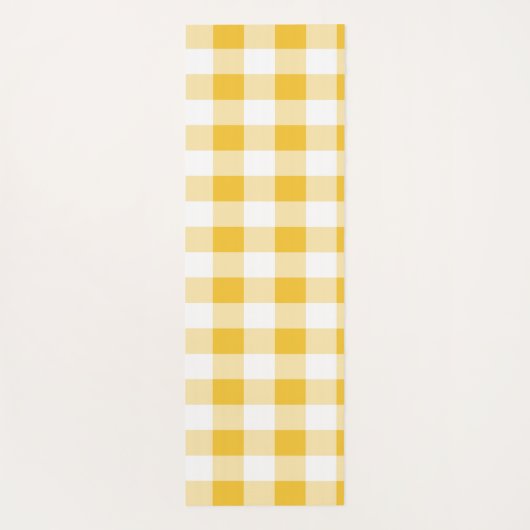 Gingham geel en wit patroon yogamat (Achterkant)