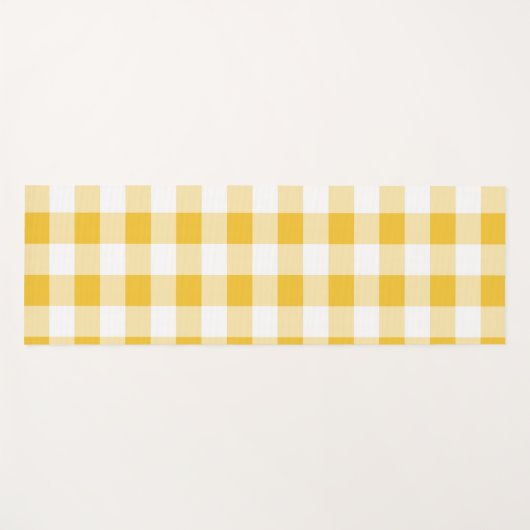 Gingham geel en wit patroon yogamat (Voorkant (horizontaal))