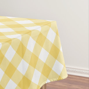 Gingham-geel en wit speldenpatroon tafelkleed