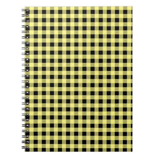 Gingham Geel en Zwart Notitieboek (Voorkant)